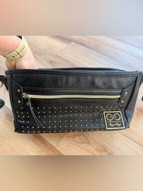 Itzy Ritzy Black Studded Crossbody Baby Bag with Gold Accents